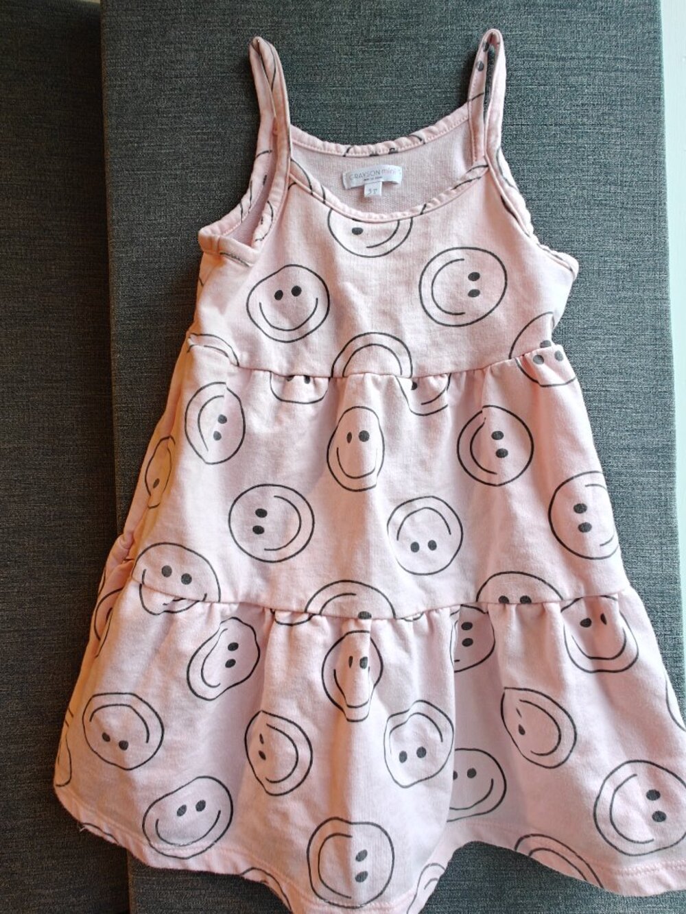 Grayson Mini 3T Pink Smiley Face Tiered Sleeveless Dress